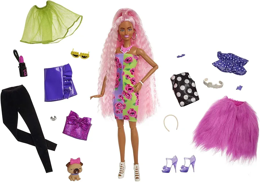 Barbie Extra Deluxe Doll & Accessories Set with Pet, Mix & Match Pieces for 30+ Looks, Multiple Flexible Joints, Gift for Kids 3 Years Old & Up