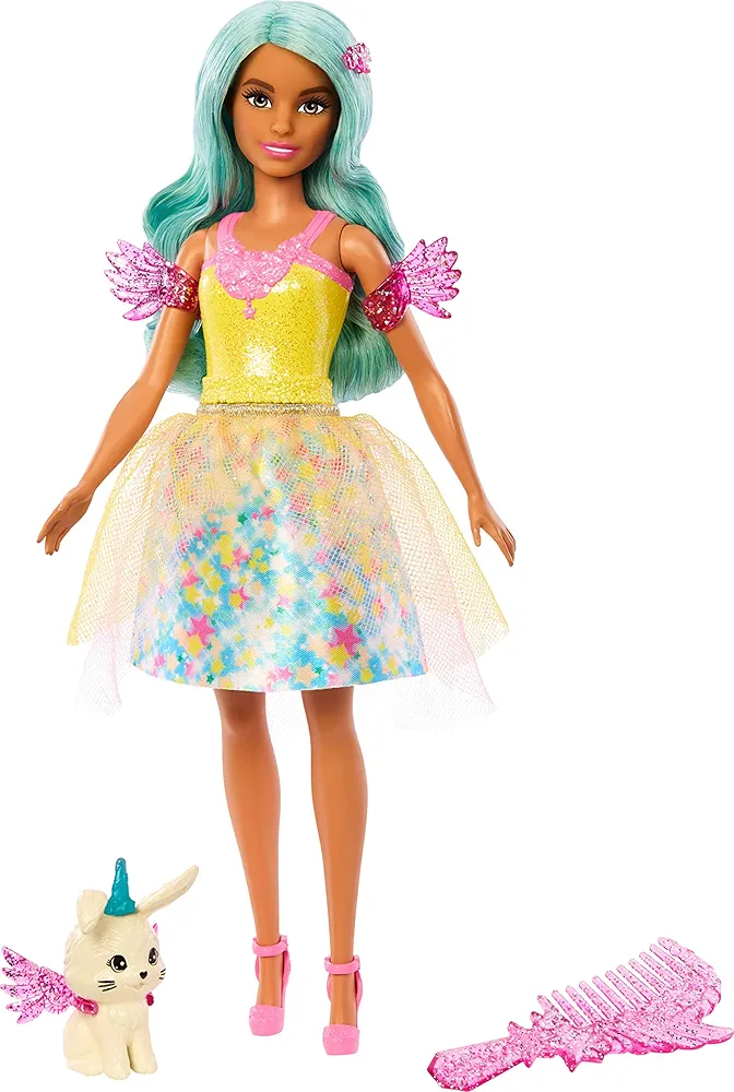 Barbie A Touch of Magic Fashion Doll, Teresa with Fantasy Outfit & Colorful Hair with Comb & Pet Accessories