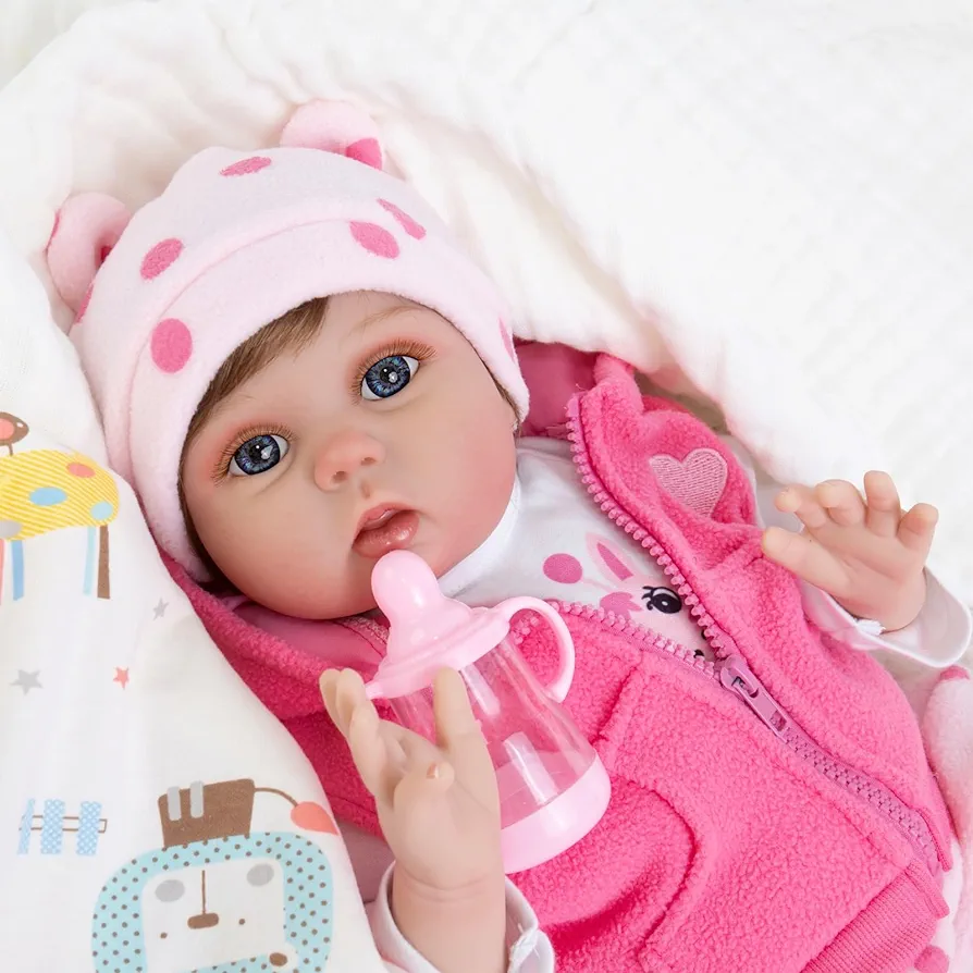 Aori Reborn Baby Dolls 22 inch Realistic Newborn Baby Girl Doll Soft Vinyl with Giraffe Toy Life Like Babies Dolls for Kids Age 3+