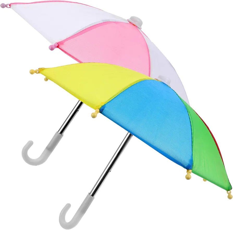 Vaguelly 2pcs Tiny Umbrella Decorative Umbrella Mini Umbrella Dollhouse Umbrellas for Rain Children Umbrella Toy Small Doll Umbrella Phone Umbrella Stuff Cloth Miniature Stroller Miss