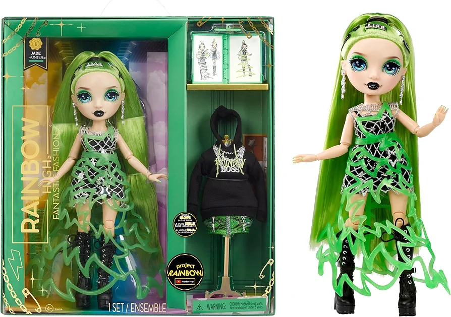 Rainbow High Fantastic Fashion Jade Hunter - Green 11” Fashion Doll and Playset with 2 Complete Doll Outfits, and Fashion Play Accessories, Great Gift for Kids 4-12 Years Old