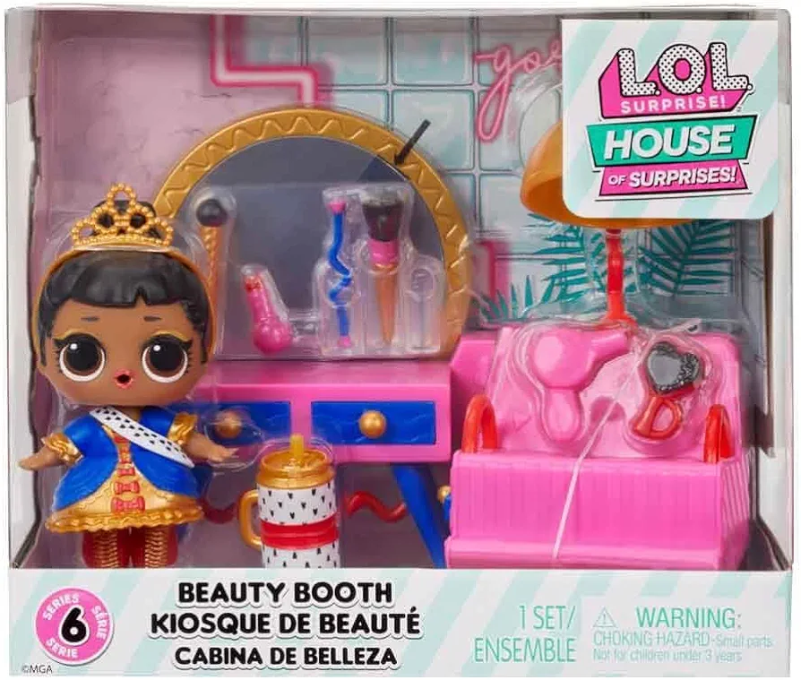 L.O.L. Surprise! OMG House of Surprises Beauty Booth Playset with Her Majesty Collectible Doll and 8 Surprises, Dollhouse Accessories, Holiday Toy, Great Gift for Kids Ages 4 5 6+ Years & Collectors