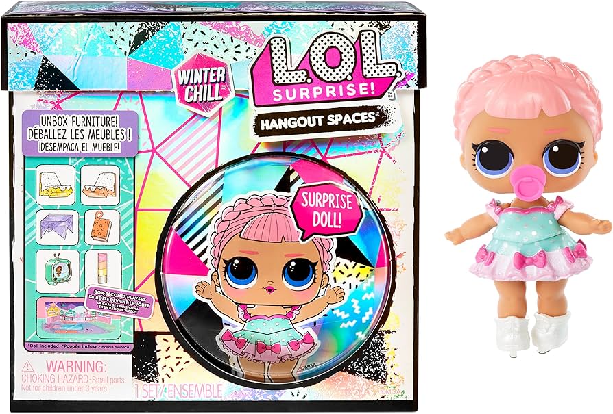 L.O.L. Surprise! Winter Chill Hangout Spaces Furniture Playset with Ice Sk8er Doll, 10+ Surprises with Accessories, for LOL Dollhouse Play- Collectible Toy for Kids, Gift for Girls Boys Ages 4 5 6 7+