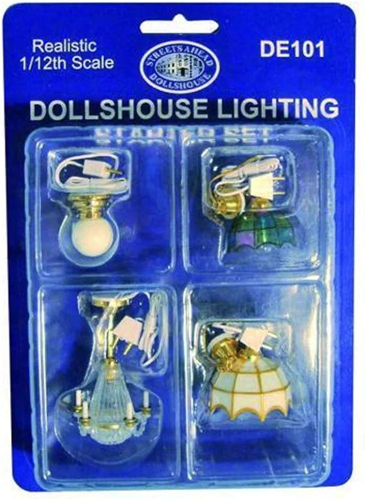 Melody Jane Dolls Houses Dollhouse Ceiling Lamp Starter Kit 4 Lights Wedding Cake Tiffany & Globe Style