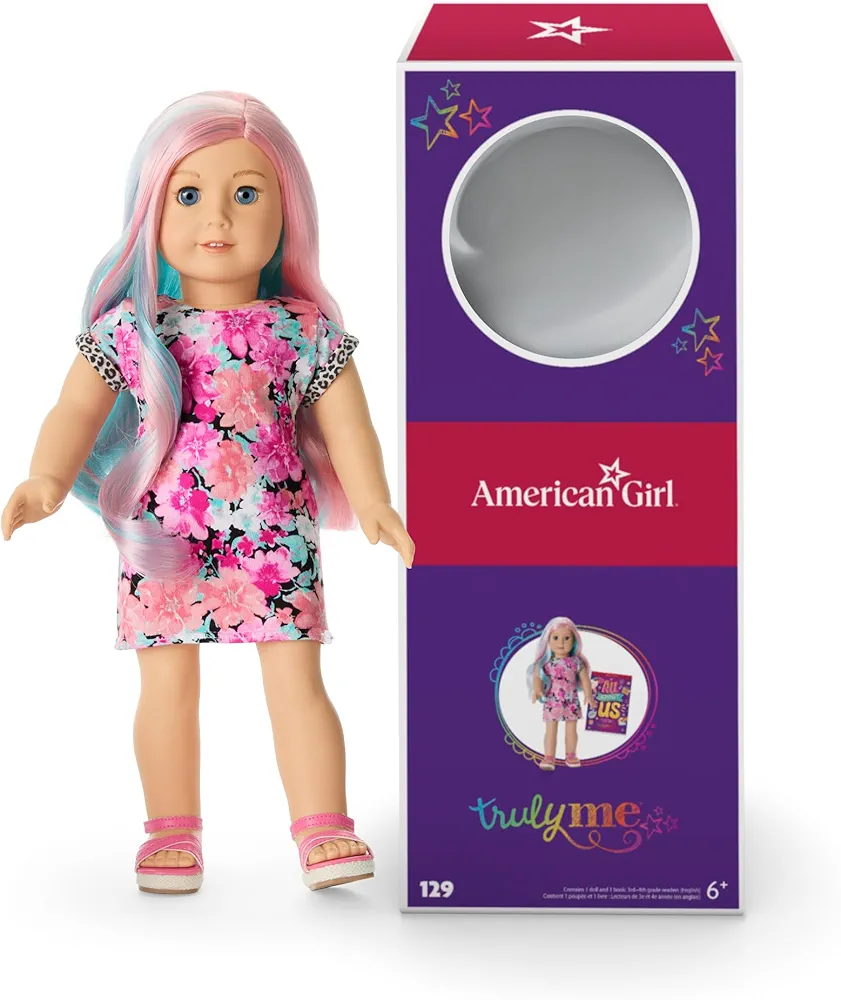 American Girl Truly Me 18-inch Doll #129 with Lt Blue Eyes, Multicolor Hair, Lt Skin with Warm Olive Undertones, for Ages 6+