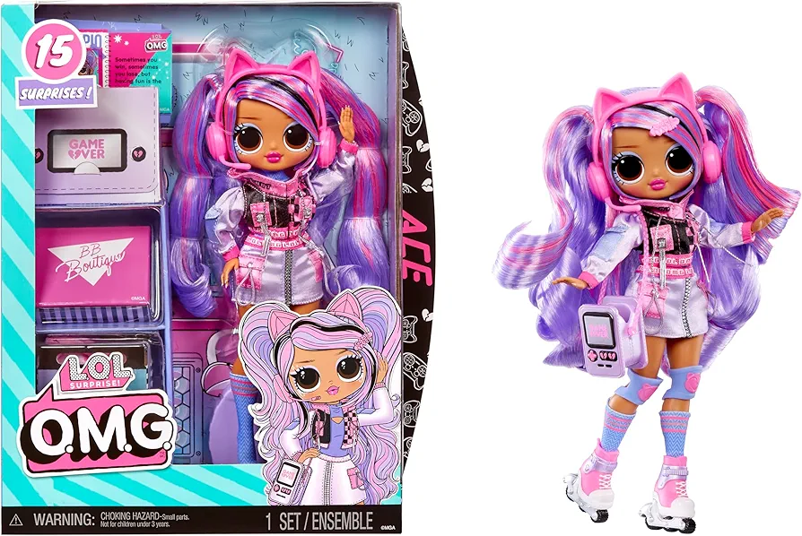 LOL Surprise OMG Ace Fashion Doll with 15 Surprises Including Gaming Themed Fashions and Accessories – Great Gift for Kids Ages 4+