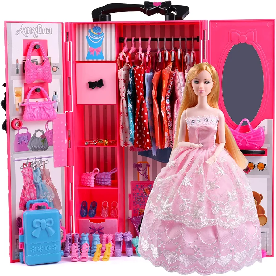 UCanaan 11.5 Inch Girl Doll and Closet Set with Clothes and Accessories Items Including Fashion Dolls, Dressand Many Other Accessories (Refer Picture Shows)，Best Gitfs for Girls Christmas Birthday