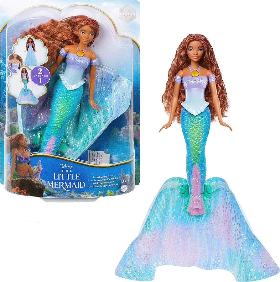 Mattel Disney Princess Toys, The Little Mermaid Transforming Ariel Fashion Doll, Switch from Human to Mermaid, Inspired by the Movie