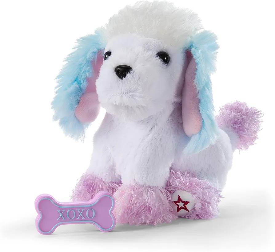 American Girl Truly Me 18-inch Doll Tropical Taffy Poodle Pet with Pink Bow and Dog Bone Toy, for Ages 6+