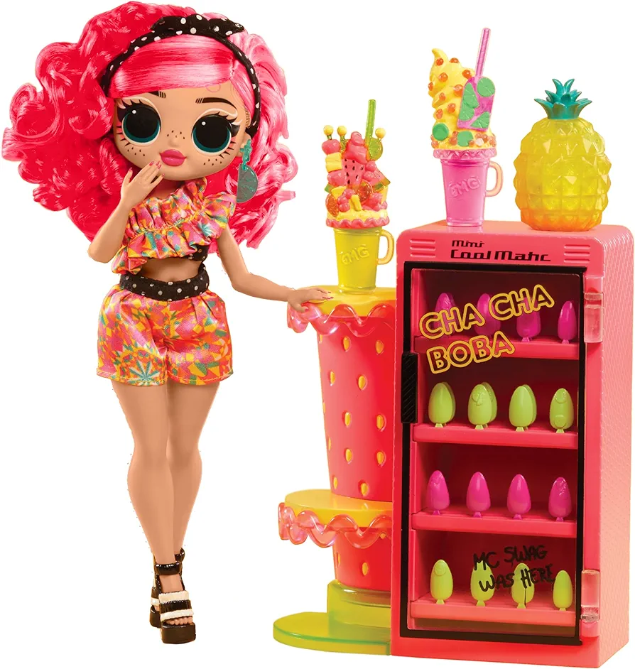 LOL Surprise OMG Sweet Nails – Pinky Pops Fruit Shop with 15 Surprises, Including Real Nail Polish, Press On Nails, Sticker Sheets, Glitter, 1 Fashion Doll, and More! – Great Gift for Kids Ages 4+