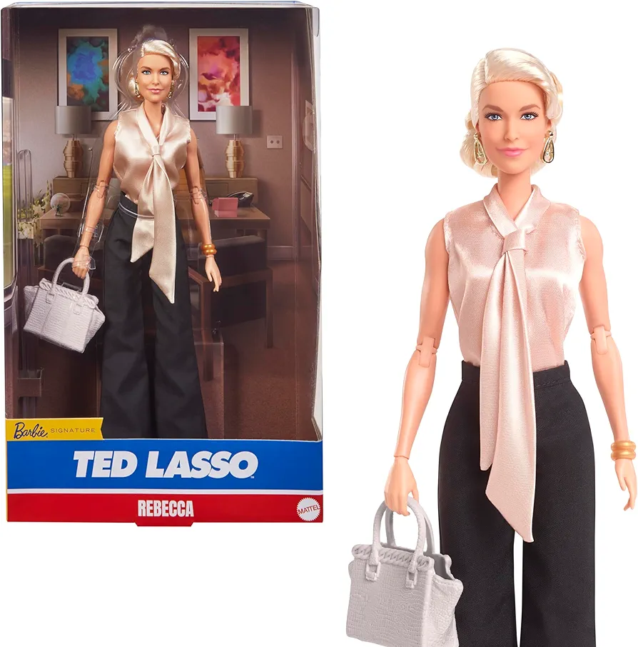 Barbie Signature Fashion Doll, Rebecca from Ted Lasso in Elegant Blouse & Black Slacks, Collectible with Displayable Packaging