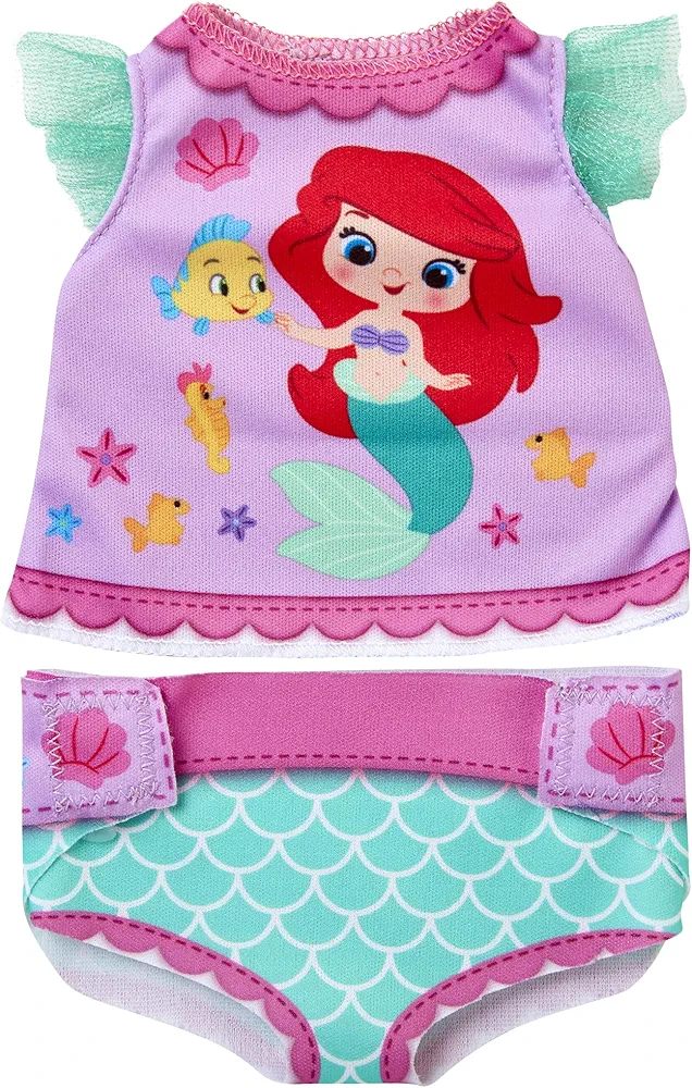 My Disney Nursery Baby Doll Clothes & Accessories, Ariel Diaper Accessory Pack Inspired by Disney's The Little Mermaid! Includes Doll T-Shirt, Doll Diaper Cover, Clip with Charm