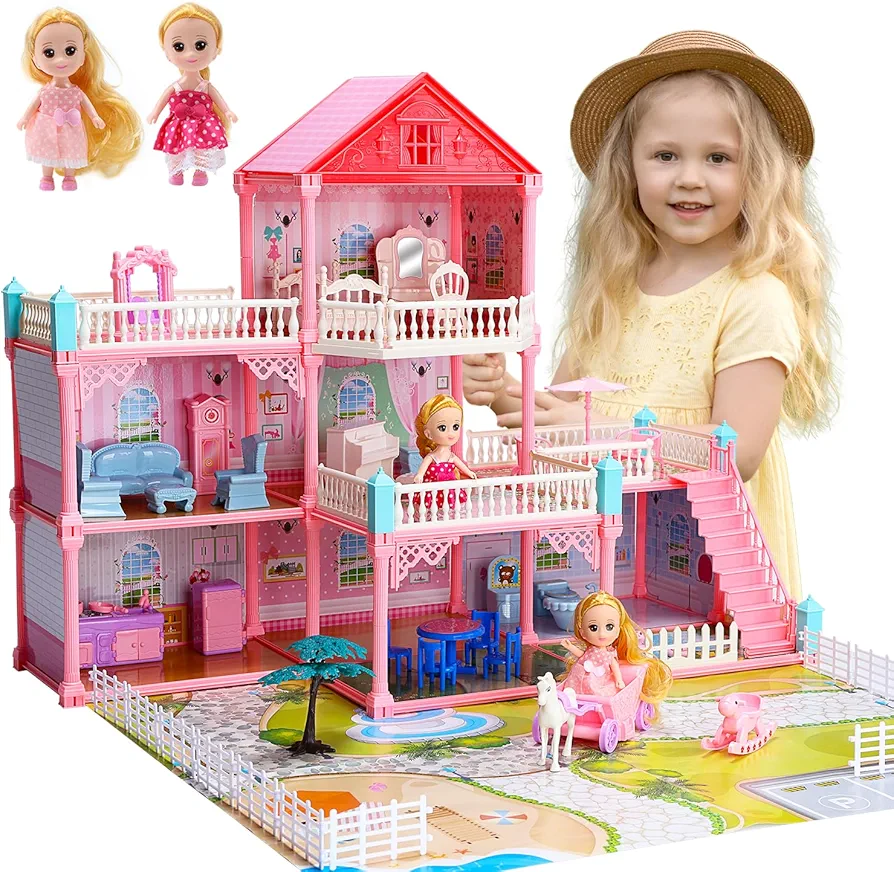 Doll House with Dolls, Dollhouse Dream Gift for Girls