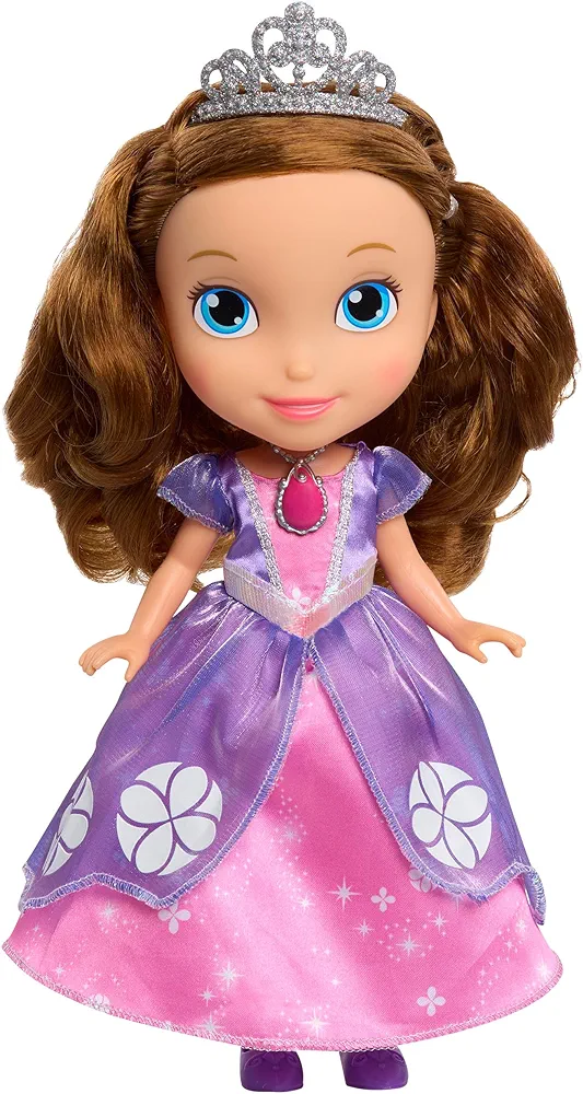 Sofia the First Royal Sofia Doll, 10.5-inches, Brown Hair, Pink and Purple Dress, Preschool, Kids Toys for Ages 3 Up by Just Play