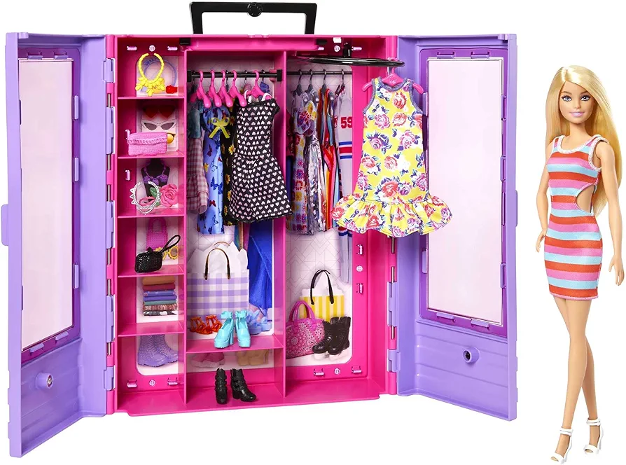 Barbie Doll & Playset, Fashionistas Ultimate Closet with Clothes (3 Outfits) & Fashion Accessories Including 6 Hangers