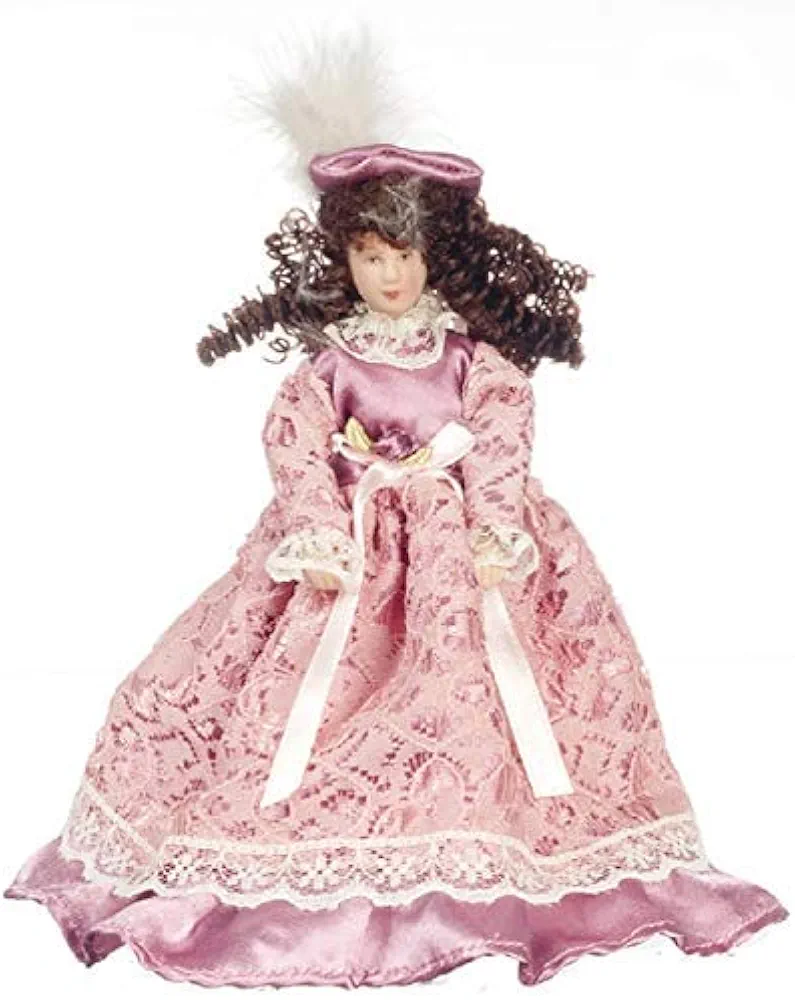 Melody Jane Dollhouse Victorian Lady Woman Mother in Pink Dress 1:12 Porcelain People