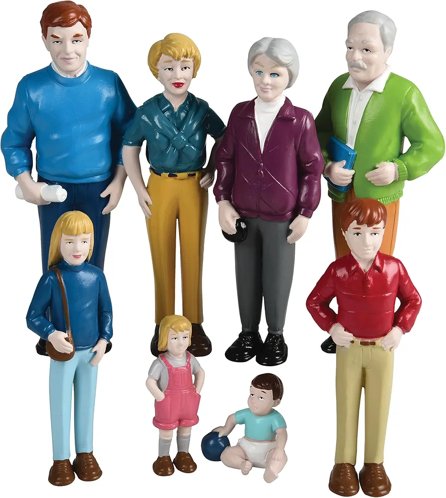 Creative Minds Marvel Education Caucasian Family Toy Figure Set for Kids Ages 3+, Set of 8 Inclusive and Diverse Dollhouse Toy Figurines, Multicolor