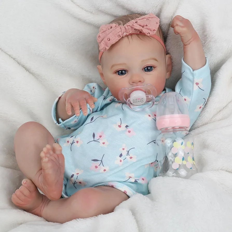 CHAREX Lifelike Reborn Baby Dolls- 18 inch Realistic Newborn Baby Girl Doll with Soft Weighted Body, Handmade Real Life Baby Dolls,Christmas Birthday Gift Set for Kids Age 3 +