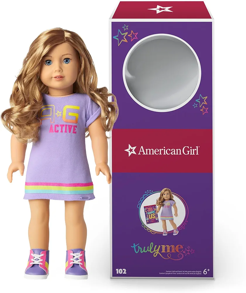 American Girl Truly Me 18-inch Doll #102 with Blue Eyes, Strawberry-Blonde Hair, Lt-to-Med Skin, T-shirt Dress, For Ages 6+