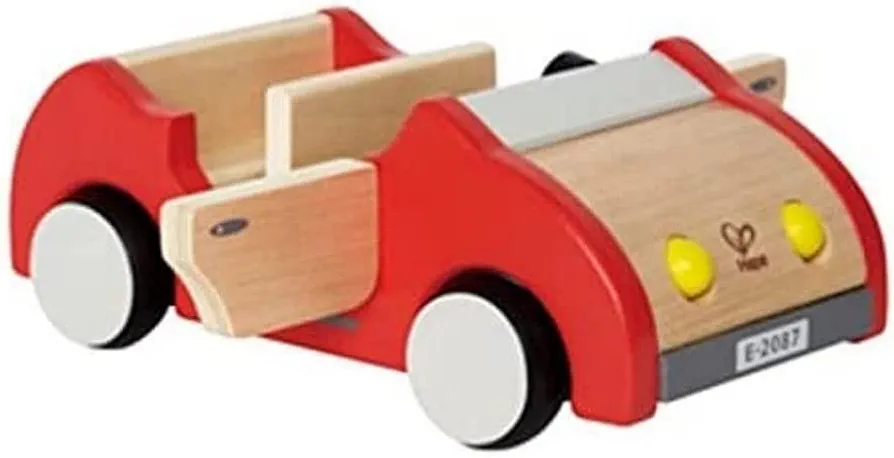 Hape Dollhouse Family Car | Wooden Dolls House Car Toy, Push Vehicle Accessory for Complete Doll House Furniture Set Red, L: 8.9, W: 3.5, H: 5.1 inch