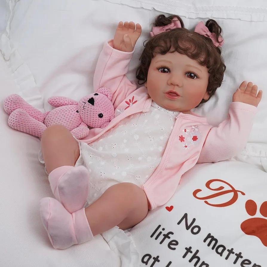 BABESIDE Lifelike Reborn Baby Dolls Girl - 20 Inch Cute Soft Body Realistic Baby Doll Poseable Smile Real Life Baby Dolls with Complete Accessories and Gift Box for 3+ Years Old Gifts