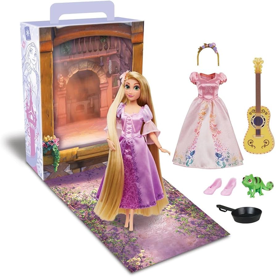 Disney Store Official Rapunzel Story Doll, Tangled, 11 Inches, Fully Posable Toy in Glittering Outfit - Suitable for Ages 3+ Toy Figure, Gifts for Girls, New for 2023?